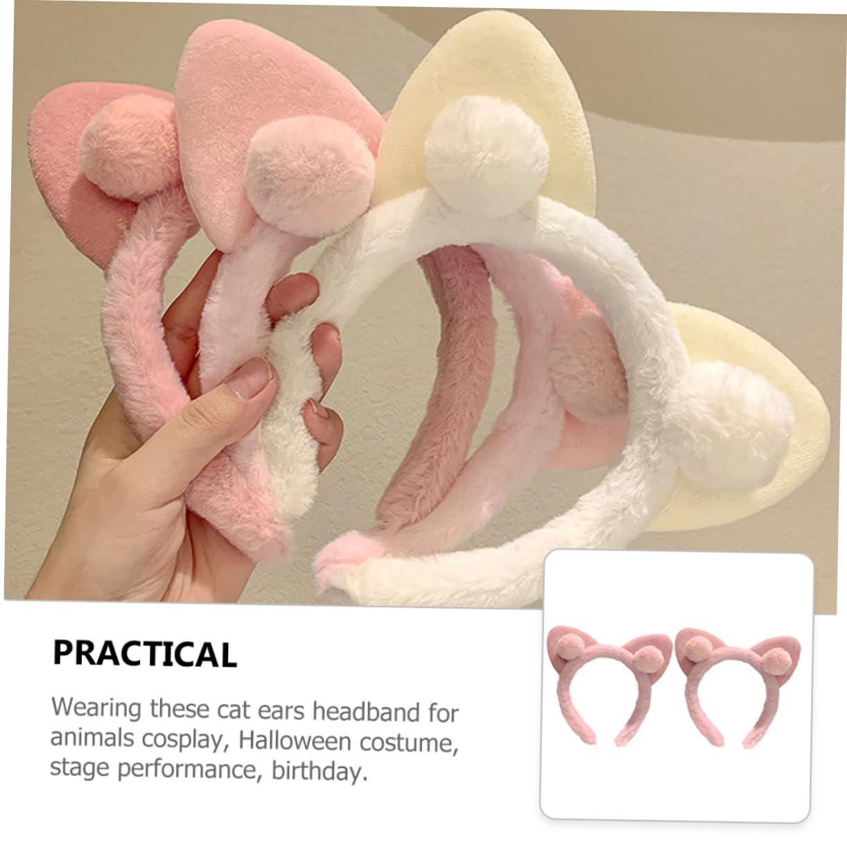 MAGICLULU MAGICLULU 2pcs Cat Ears Headband Cat Ear Headphones Fox Ears Cat Ears Cosplay Cat Ear Headband Cat Collar Black Cat Ears Cat Cat Headband Cats Cat Self Kitten Muffs Abs