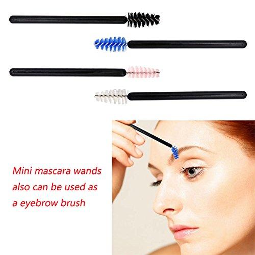 myaokue-up 200 Pack Mascara Wands Mini Disposable Eyelash Brushes for Extensions Eye Lash Wand Brow Brush Makeup Tool Bulk, 4 Colors