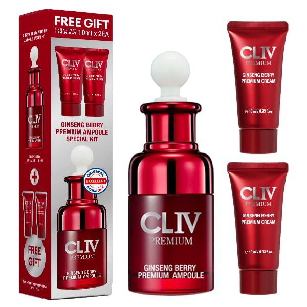 CLIV CLIV Ginseng Berry Premium Ampoule, Nourishing Facial Ampoule for Dry and Tired Skin, Healthy and Dewy Skin, Authentic Korean Skincare (Special Kit)