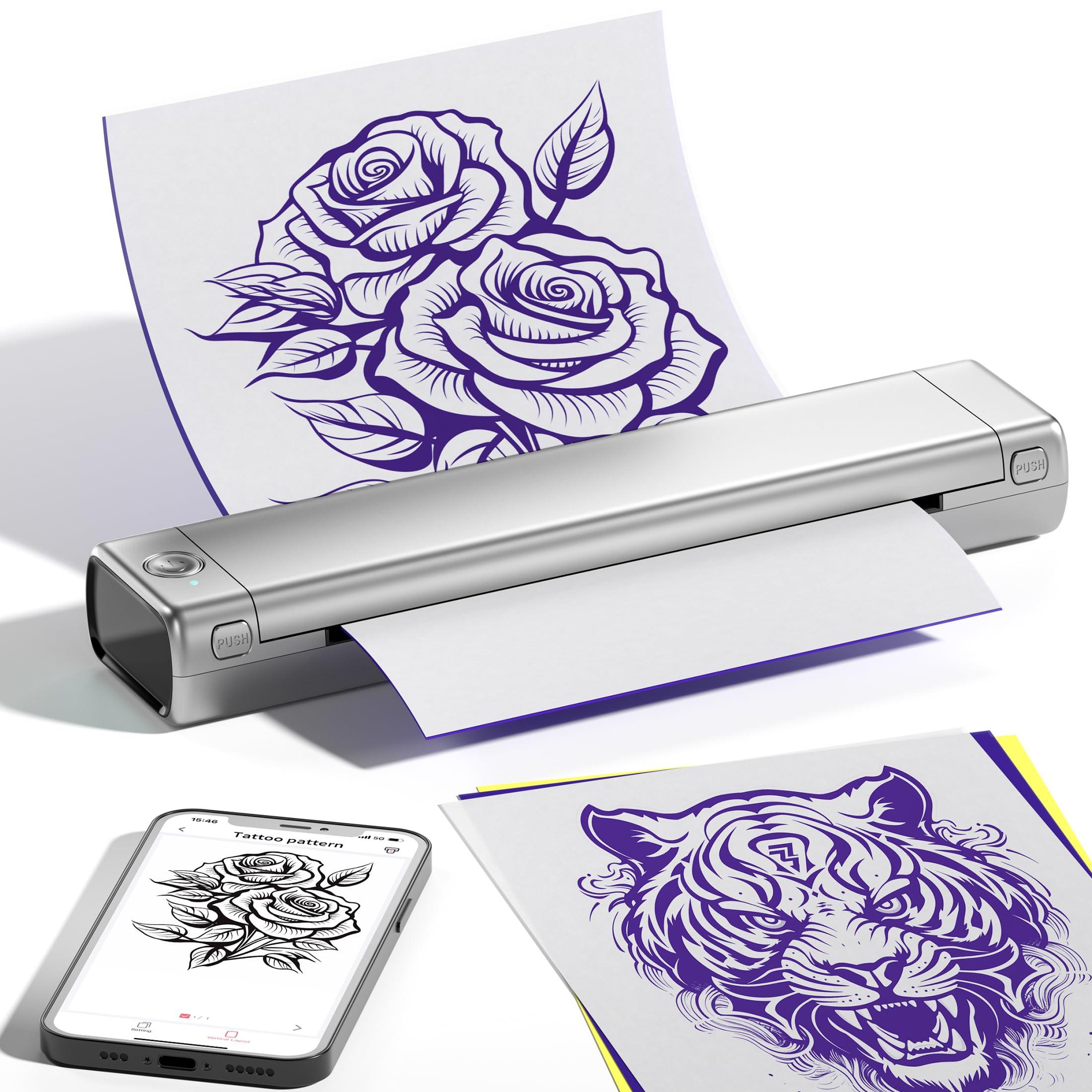 ItriAce ItriAce Thermal Tattoo Stencil Printer, Thermal Tattoo Transfer Copier Printer Machine, Bluetooth Inkless Portable Printer for Tattooing with 10Pcs Free Transfer Paper, Compatible with Phone & Laptop
