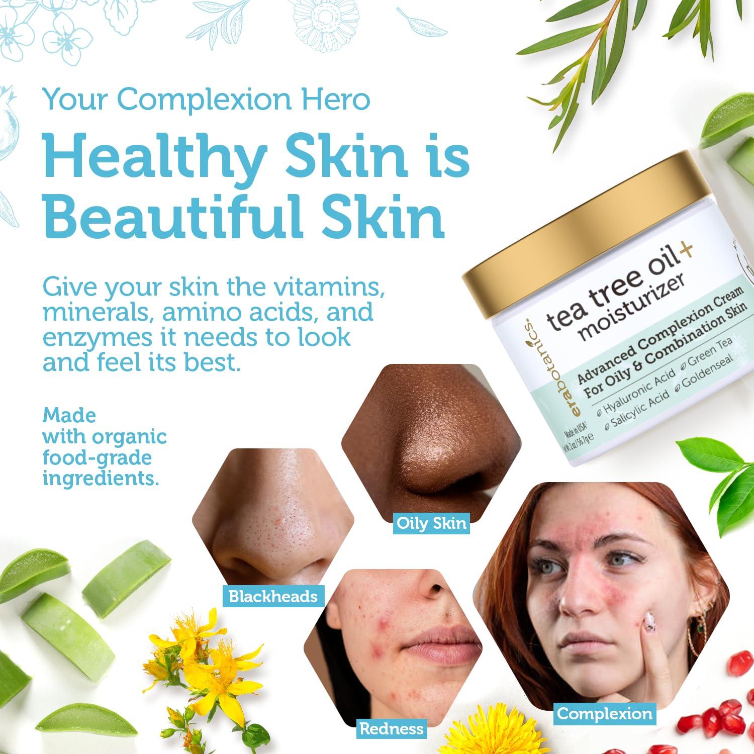 Era Organics Era Organics Tea Tree Cream Face Moisturizer for Oily Skin - Advanced 7X Balancing Oily Skin Moisturizer - Non-Greasy Moisturizer - Tea Tree Oil for Skin