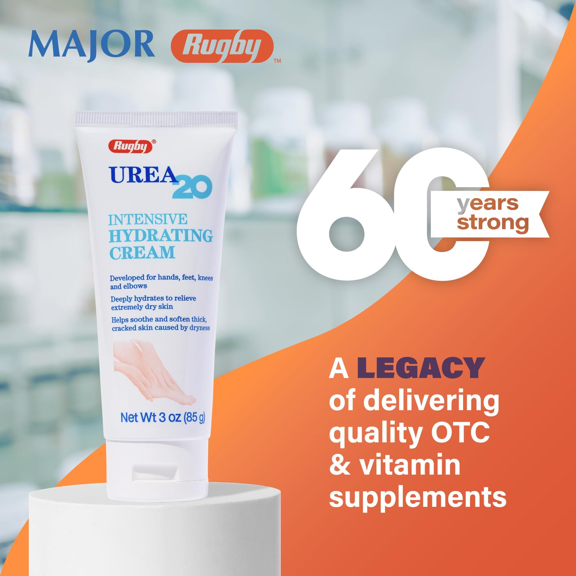 RUGBY LABORATORIES Rugby Urea 20% Intensive Hydrating Cream - Urea Cream for Feet, Hands, Knees, and Elbows - 20% Urea Intensive Strength Cream - 3 Oz