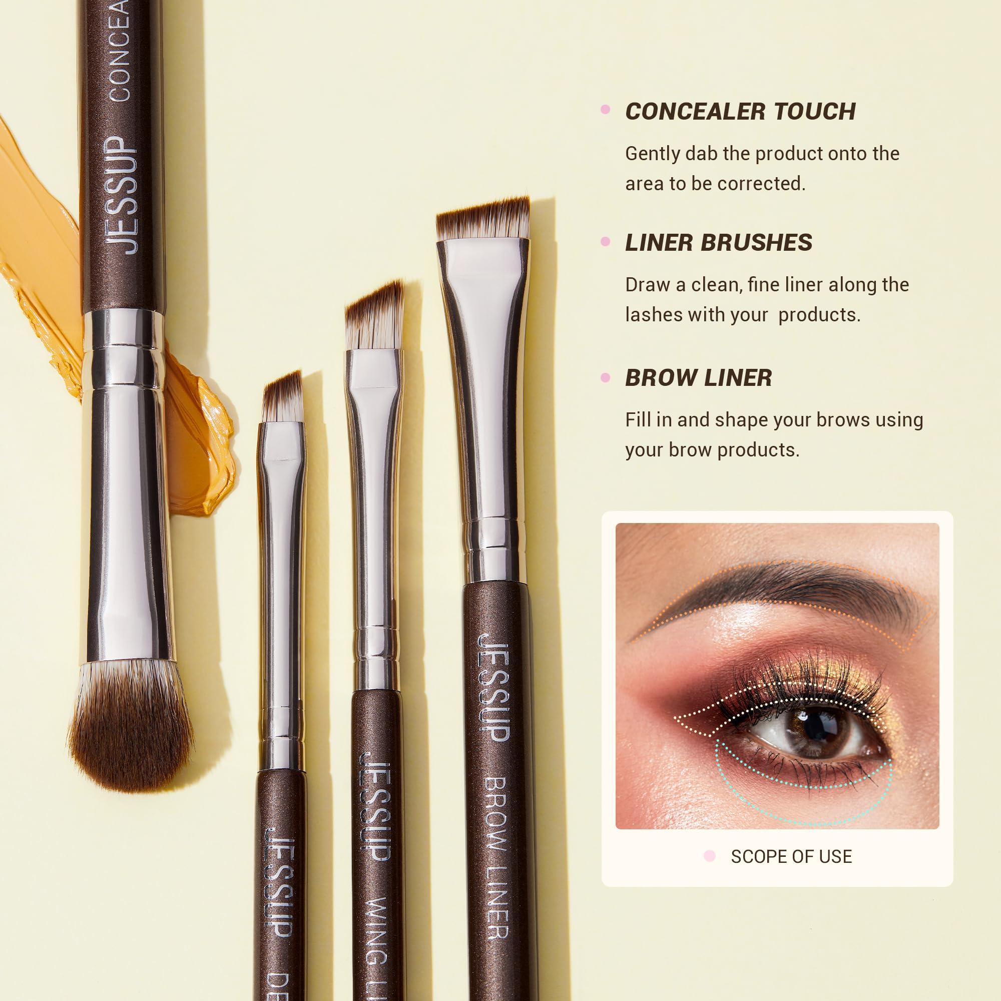 Jessup Jessup Eye Makeup Brushes Set Professional 15pcs Brown Eyeshadow Brush Eyebrow Concealer Eyeliner Blending Brush for Makeup Premium Synthetic Eye Brush Set, T499