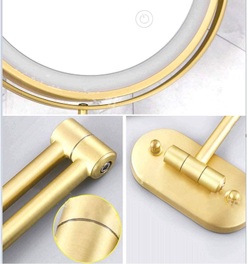 DUDSME DUDSME Bathroom USB Rechargeable 8 Inches Bathroom Mirror Wall Mounted Upgrade Auto Off LED Makeup Mirror Shaving Mirror with 1X/5X Magnification 360 Swivel Matte Gold (Size : 1X/5X)