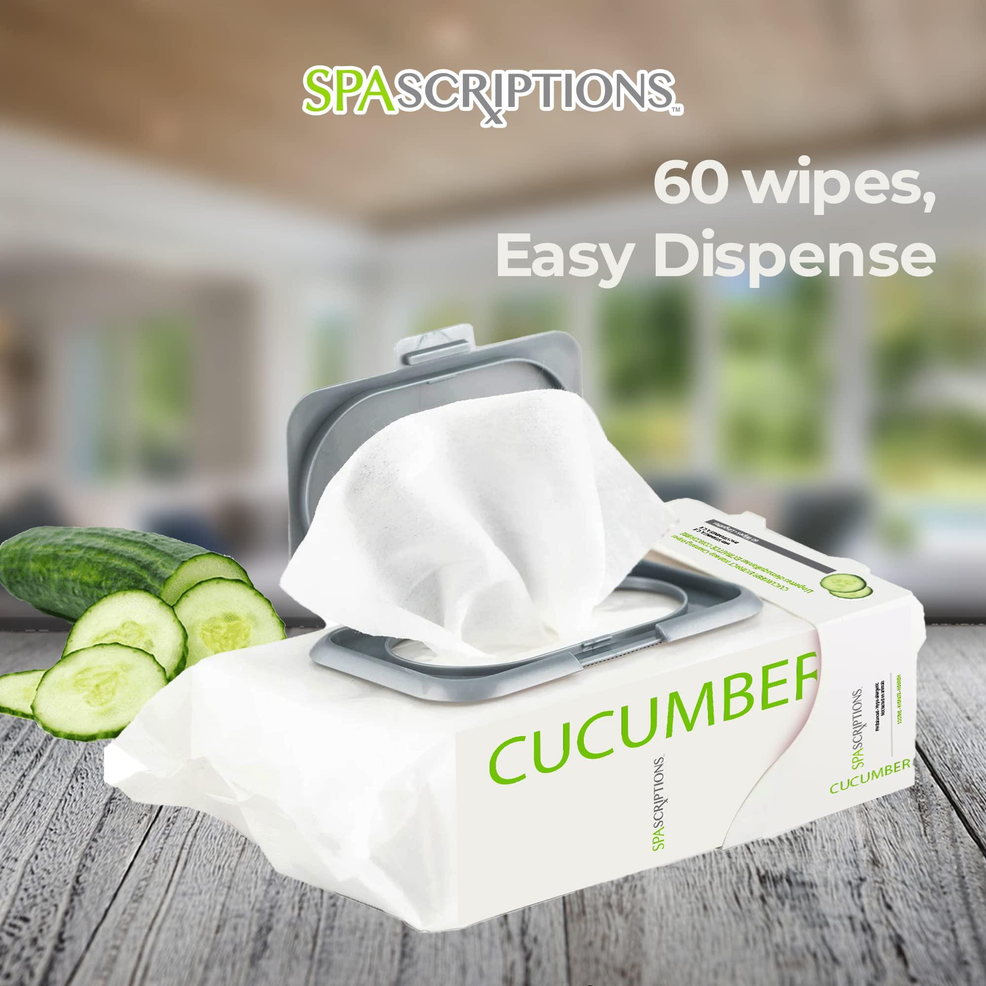 SpaScriptions SpaScriptions Cucumber Makeup and Face Cleansing Wipes - Usable as Even Waterproof Mascara Cleanser Wipes - Face Wipes for Women for Beauty, Personal Care, Gentle and Effective Makeup Cleanser 60 Ct. 1 Pack