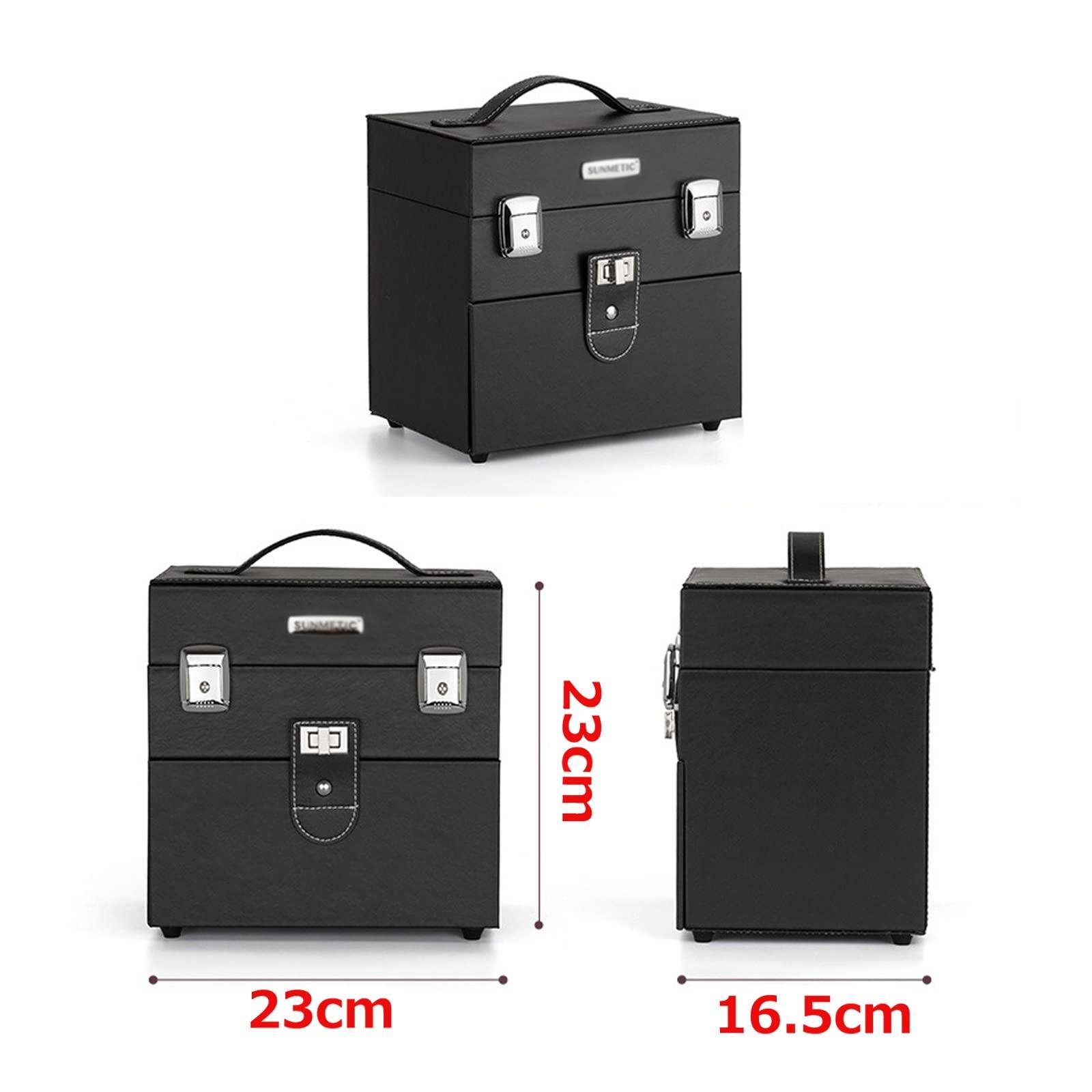 HJXGQJM HJXGQJM Travel Makeup Case Artist Makeup Train Case Cosmetic Organizer Storage Drawers, Black Handy Cosmetic Case, Leather Cosmetic Case, For Cosmetics Makeup Brushes Toiletry Jewelry cosmetic case