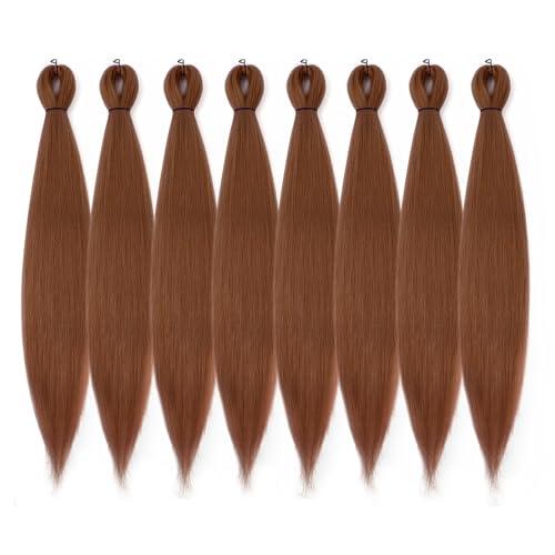 DIFUNEE DIFUNEE Pre-stretched Braiding Hair - 16 Inch 8 Packs Brown Short Braiding Hair For Twist or Box Braids, Yaki Texture Hot Water Setting Synthetic Braiding Hair Extensions (16 Inch, 30-8P)