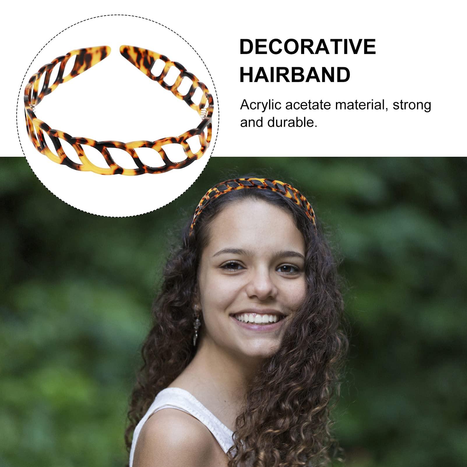 Lurrose Lurrose French Tortoise Shell Headband Celluloid Acetateh Hairband Non- slip Washing Face Hairband Hair Hoop Hair Accessorie for Women (Deep Tortoiseshell)