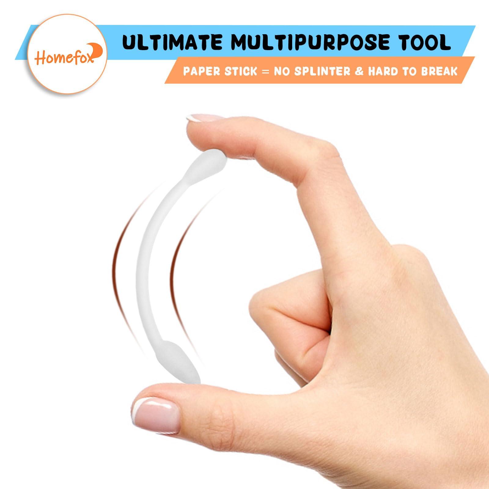 HOMEFOX HOMEFOX XL Thick Cotton Swabs Pointed Precision - 250 Count Extra Large - Pointy Organic Cotton Buds Double Side Tightly Wrapped Cotton Tips Paper Stick Cruelty-Free, XL Pointy & Round White