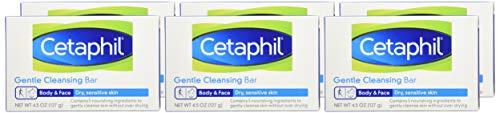 Cetaphil CETAPHIL Gentle Cleansing Bar, 4.5 oz Bar (Pack of 6), Nourishing Cleansing Bar For Dry, Sensitive Skin, Non-Comedogenic, Dermatologist Recommended Sensitive Skincare Brand