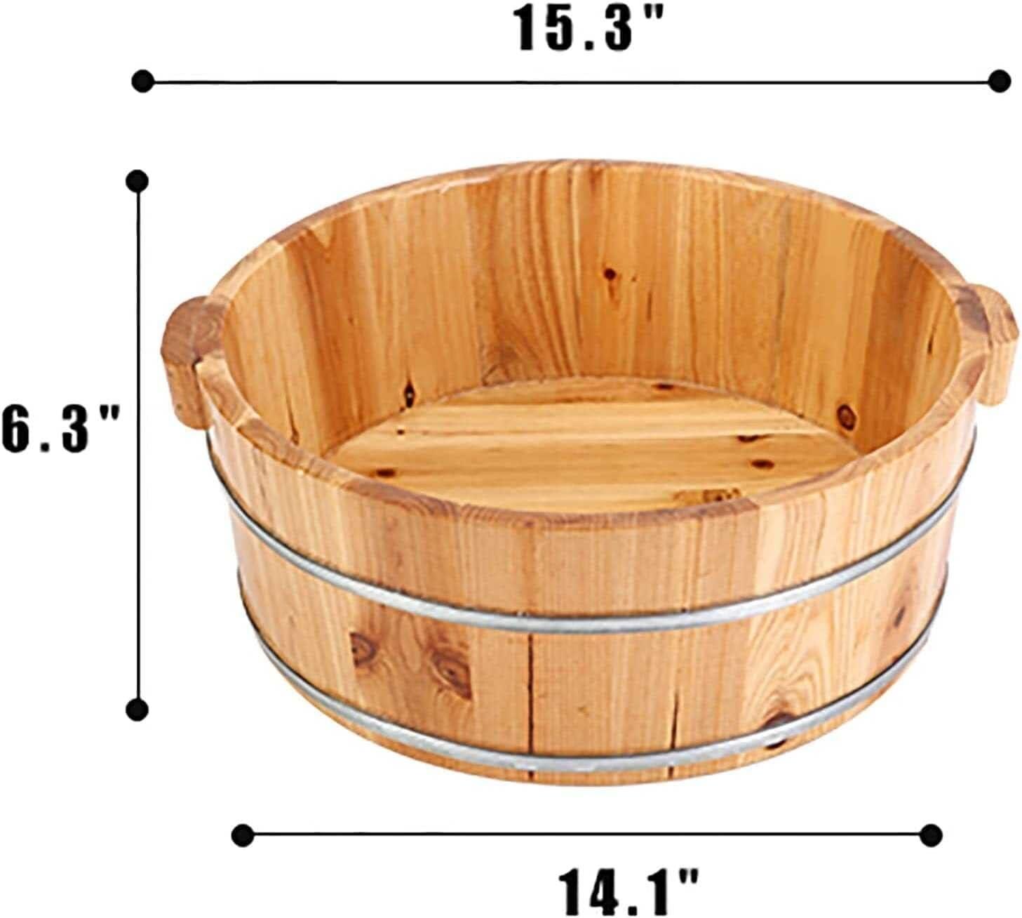 Wcxixo Wooden Foot Bath Bucket, Premium Pedicure Bowl Foot Spa Massage Pedicure Barrels, Wooden Foot Basin, Solid Wood Foot Tub for Soaking Feet