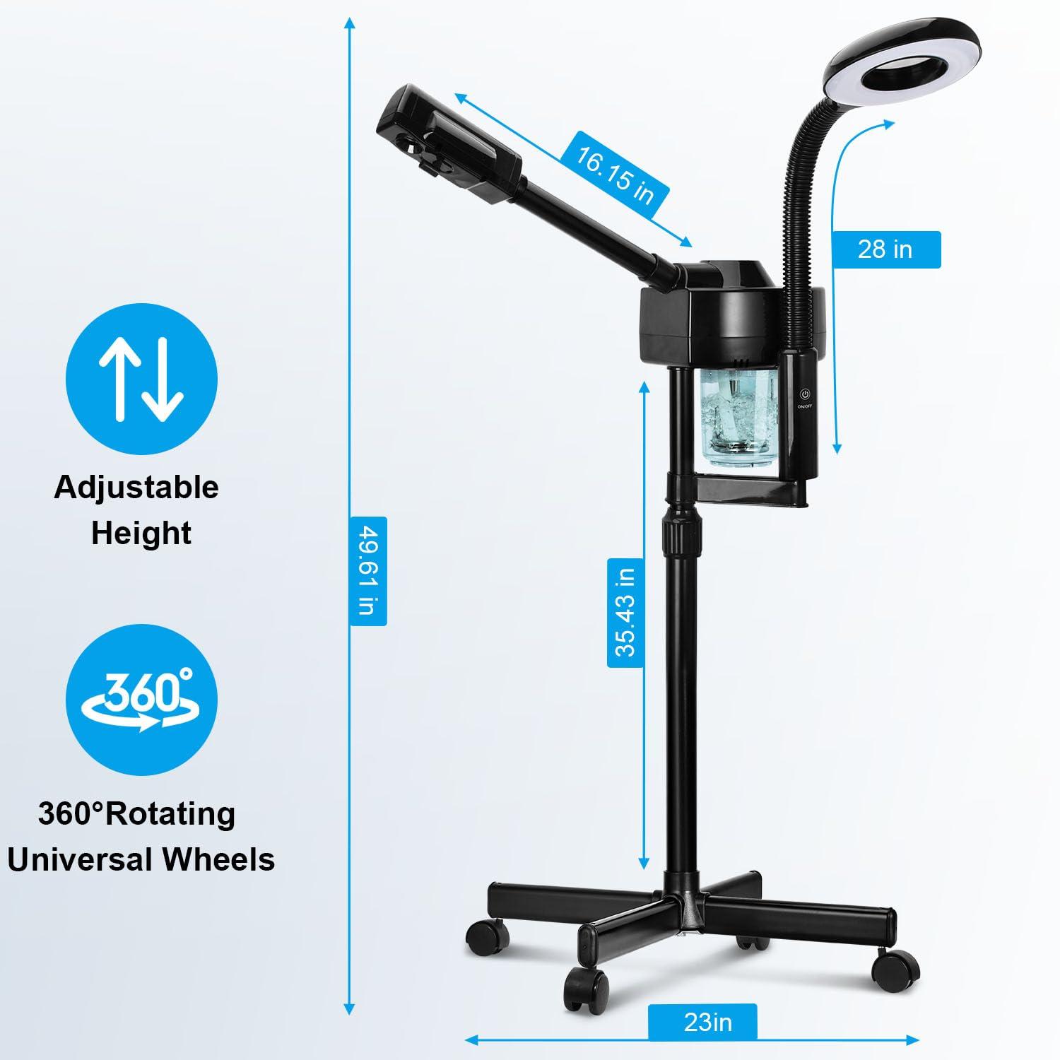 FLOLXNB FLOLXNB 2 in 1 Facial Steamer Professional Ionic Face Steamer with 5X Magnifying Lamp&Adjustable Hot Mist Nozzle, Esthetician Facial Steamer Salon Spa Beauty Skin Care Equipment