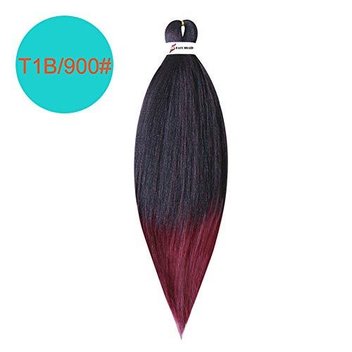 LesafeV Ombre Braiding Hair 6Pcs/Pack Crochet Extension Hair 26" Long Synthetic Yaki Brads Easy Jumbo Pre Stretched Hair Extension For Women T1B/900#