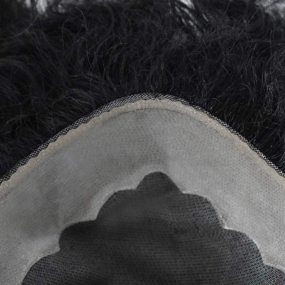 LHC HAIR Man Weave Hair Unit Afro Toupee For Black Men African American Human Hair System Kinky Curly Wavy Afro Mens Toupee Bleached AFRO TOUPEE-AAA-1 0