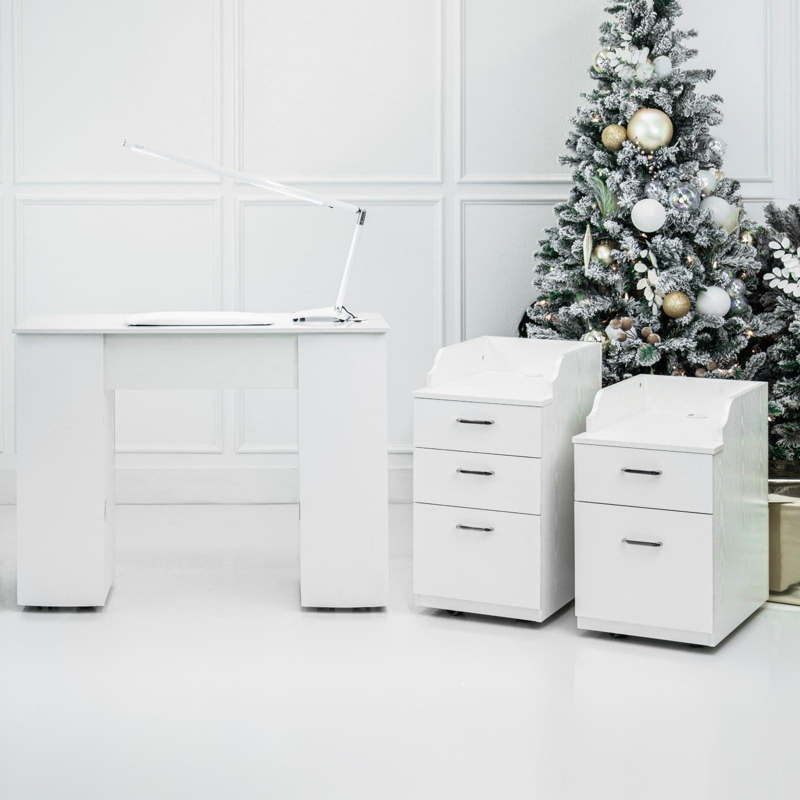 MAYAKOBA AVIGNON Pedicure Trolley Pedi Rolling Cart with Back Cabinet Nail Salon Spa Storage Pedicart, Large, White