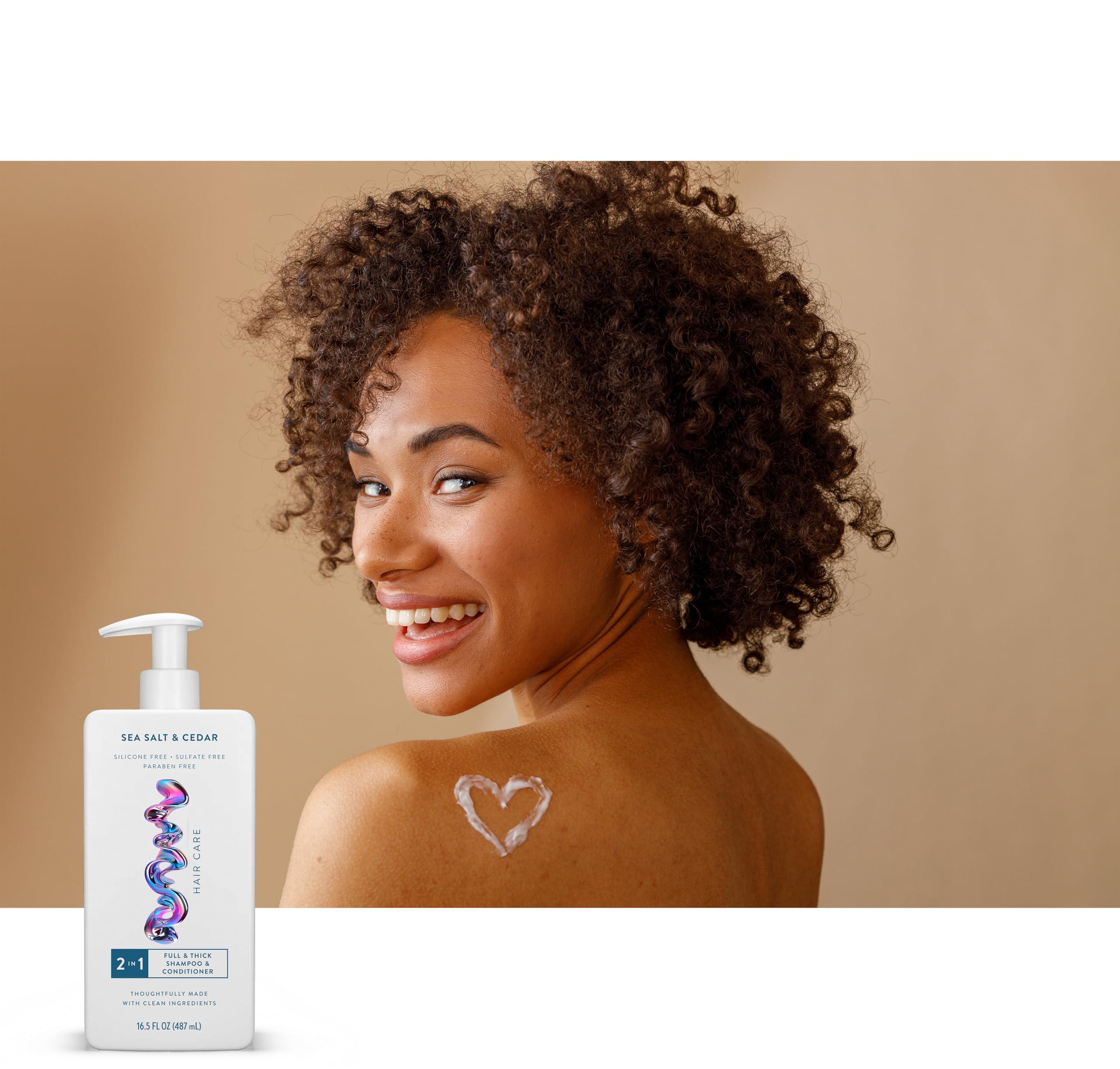 Hair Care And Body Wash Native - Hair and Body Wash - 2 in 1 Shampoo and Conditioner And Body Wash - Sea Salt & Cedar - Contain Naturally Derived Ingredients | All Hair - 16.5 and 18 FLOz - Pack Of 02