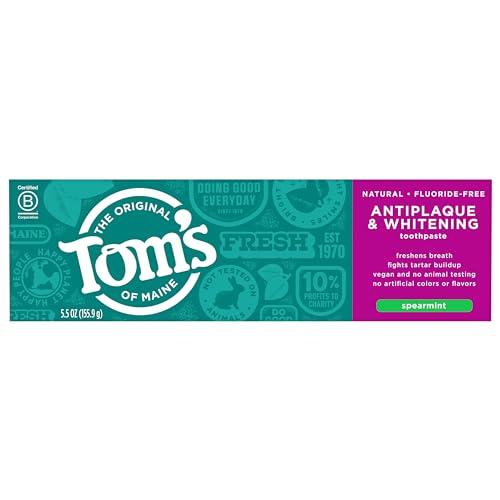 Tom's of Maine Tom\'s of Maine Fluoride-Free Antiplaque & Whitening Natural Toothpaste, 5.5 Ounce (Pack of 2) - Packaging May Vary