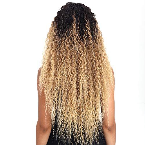 Joedir Joedir Lace Front Wigs Ombre Blonde 28'' Long Small Curly Wavy Synthetic Wigs For Black Women 130% Density Wigs(TTPN4/270A/24F)