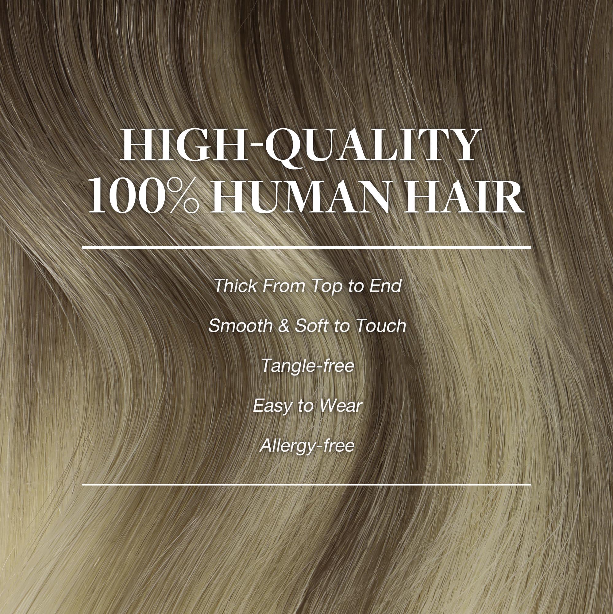 GOO GOO GOO GOO Clip in Hair Extensions Real Human Hair, Remy Human Hair Extensions Clip ins for Women, Natural Human Hair, 22inch 120g 7Pcs, 9/60 Balayage Ash Brown to Platinum Blonde