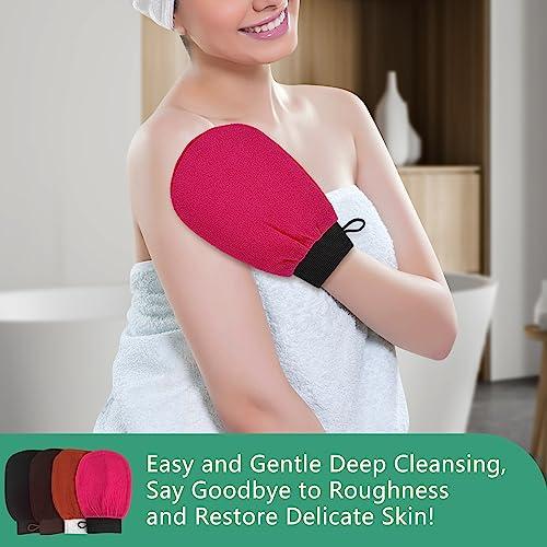 BiJun BiJun Exfoliating Glove Moroccan Kessa Scrub Exfoliating Gloves Deep Exfoliating Mitt Body Scrub Premium Scrub Wash Mitt Body Skincare at Home Shower or Bath Exfoliating Mitts for Dead Skin Remover
