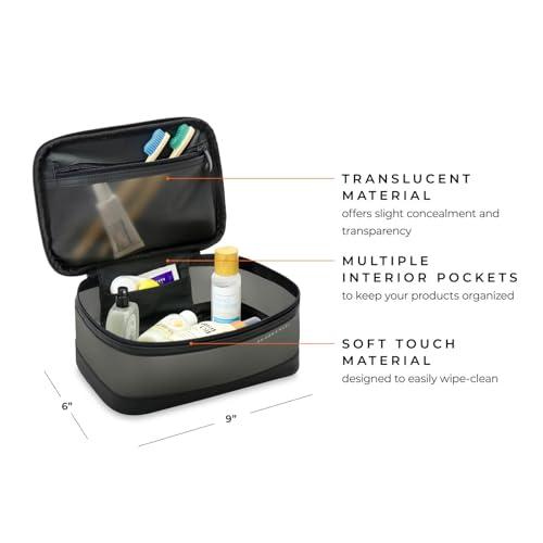 Briggs & Riley Briggs & Riley Translucent Case - Toiletry Bag for Women & Men, Organizer for Bathroom Accessories, Makeup, & Skincare, Dopp Kit for Vacation - Travel Essentials, Black