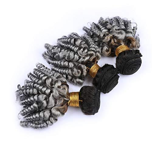 Tony beauty hair Tony Beauty Hair Virgin Peruvian Human Hair Silver Grey Ombre Aunty Funmi Bundles Deals Dark Root 3Pcs Lot #1B/Grey Ombre Sprial Curly Virgin Hair Weaves Extensions 10-30" (12 14 16)
