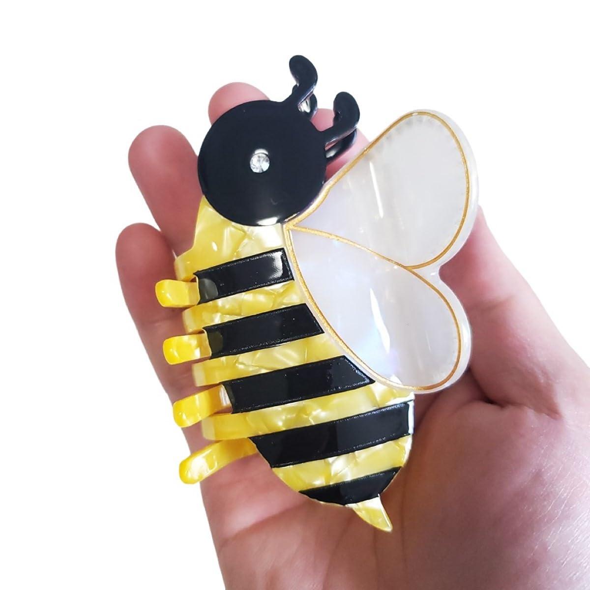 Clip Sugar Novelty Bee Hair Clip,Acetate Claw Clips,Hair Clips for Women,Yellow