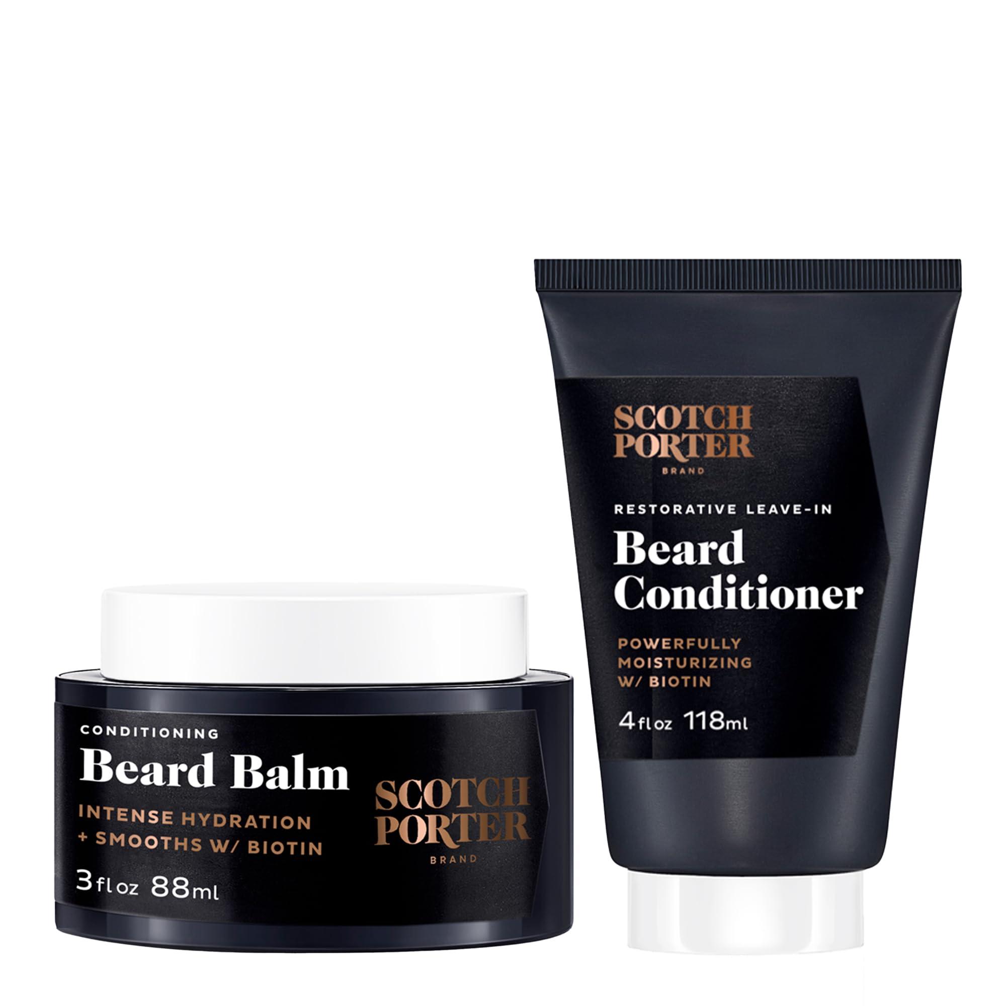Scotch Porter Scotch Porter Conditioning Beard Balm & Leave-In Conditioner Smooth & Hydrate for a Fuller, Healthier-Looking Beard Original Scent, Two Pack