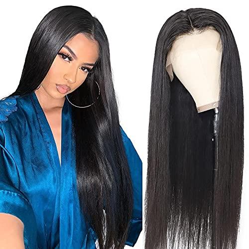 Brazil Brazilian Straight Human Hair Bundles with Lace Closure 26 inch Natural Black Hair Wig Pre Plucked With Baby Hair Blonde Lace Front