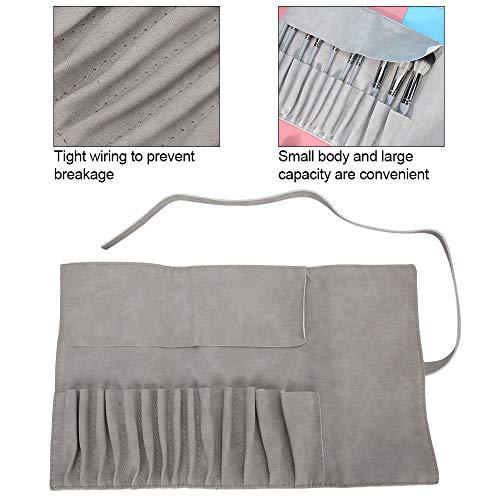 TMISHION Makeup Brush Bag, 14 Holes Makeup Brush Bag Rollable PU Makeup Tool Holder Portable Toiletry Rolled Brush Organizer Brushes Set Bag