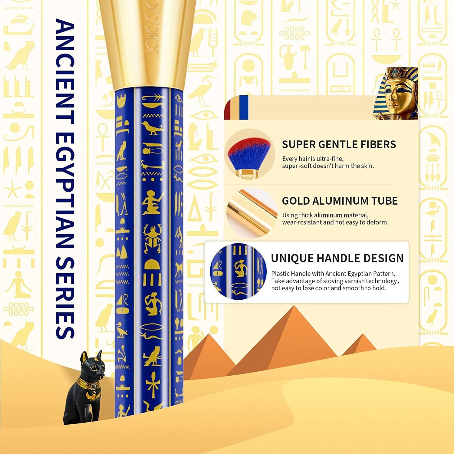 docolor Docolor Makeup Brushes 19Pcs Makeup Brush Set Premium Gift Synthetic Powder Kabuki Foundation Contour Blush Concealer Eye Shadow Blending Liner Make Up Brush Kit, Ancient Egyptian Series