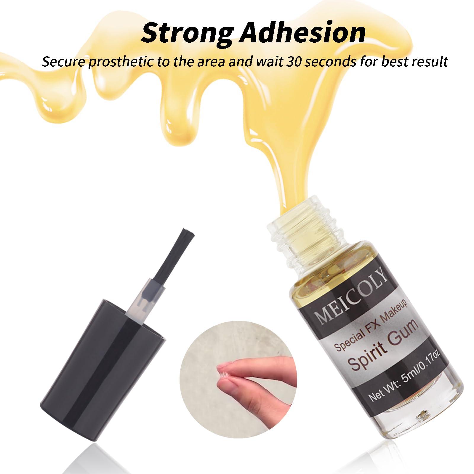 MEICOLY MEICOLY Spirit Gum Adhesive and Remover Combo Kit,Prosthetic Bald Cap Adhesive Glue,Face Skin Glue for Costume,Pro Makeup Glue Adhesive for Face Body Mustache Beard