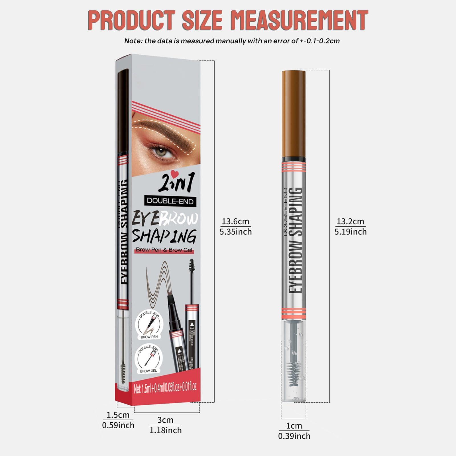 LuxeOne 2-in-1 Eyebrow Pencil with Gel, Dual-Ended 3D Microblading Magic Eyebrow Pen with 4 Tip & Eyebrow Brush, Waterproof Eyebrow Pencil Makeup Long-Lasting Eyebrow Pen for Women (03#Grey)