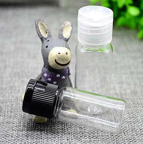erioctry 12Pcs 15ml/0.5oz Empty Plastic Sample Travel Bottle Container Jar Pot Vial with Black Flip Lid Perfect for Emollient Water Shower Gel Emulsion Etc