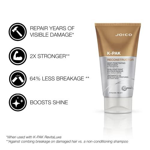Joico K-PAK Reconstructor Deep-Penetrating Treatment | For Damaged Hair | Repair & Strengthen Strands | Rebuild & Fortify Damaged Hair | Improve Elasticity | With Keratin & Arginine | 5.1 Fl Oz (Pack of 2)