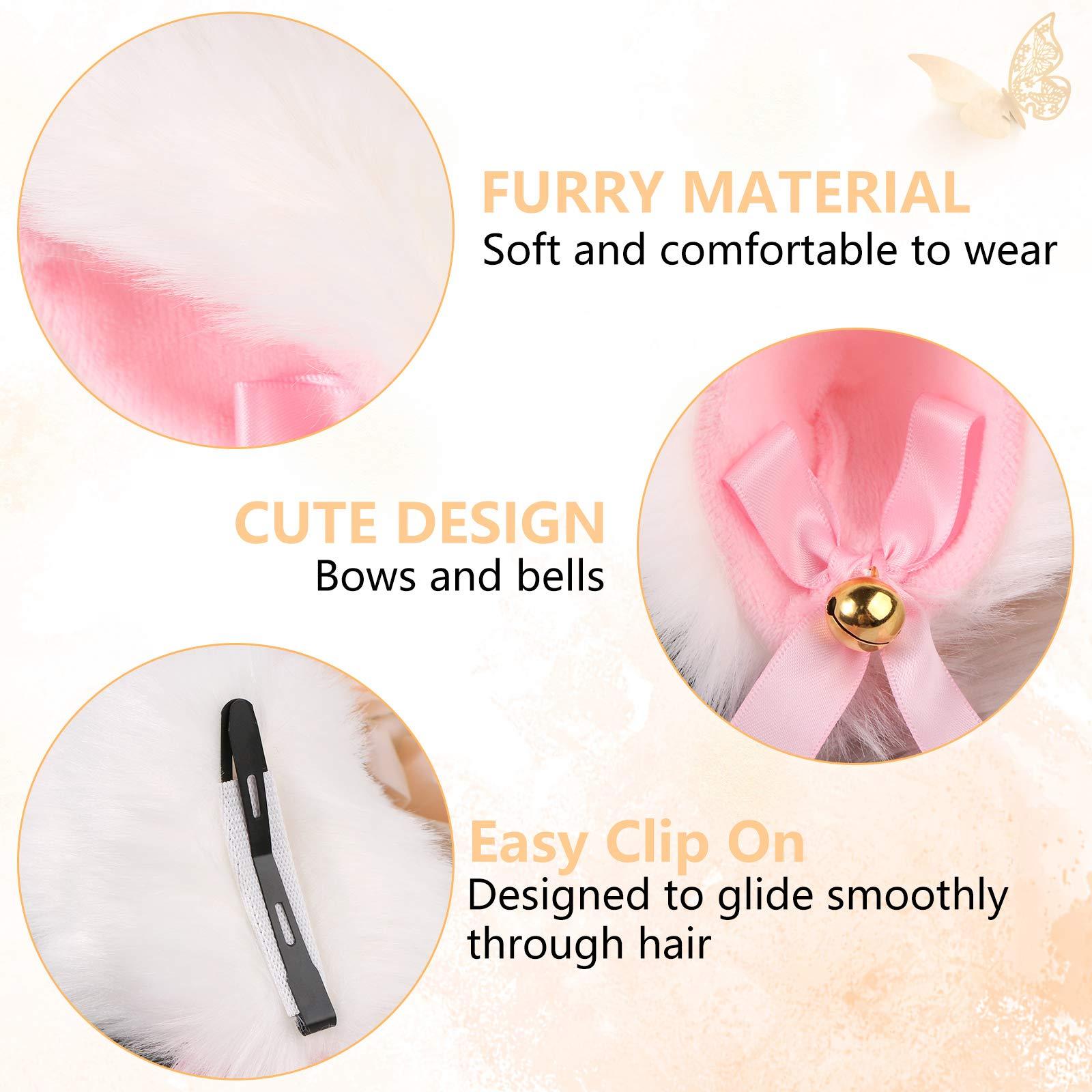 EVERMARKET EVERMARKET Faux Furry Cat Ears Hair Clip with Bell,Anime Cosplay Fancy Headband