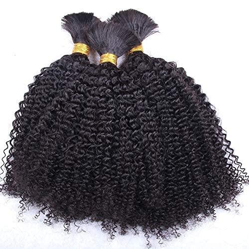 QIRUI Kinky Curly Bulk Hair For Braiding Human Hair 4B 4C Virgin Hair Bulk Micro Braids Weaving Extensions Human Hair No Weft Natural Black Bulk Braids No Attachment 100g/Bundle (16Inch Natural Color)