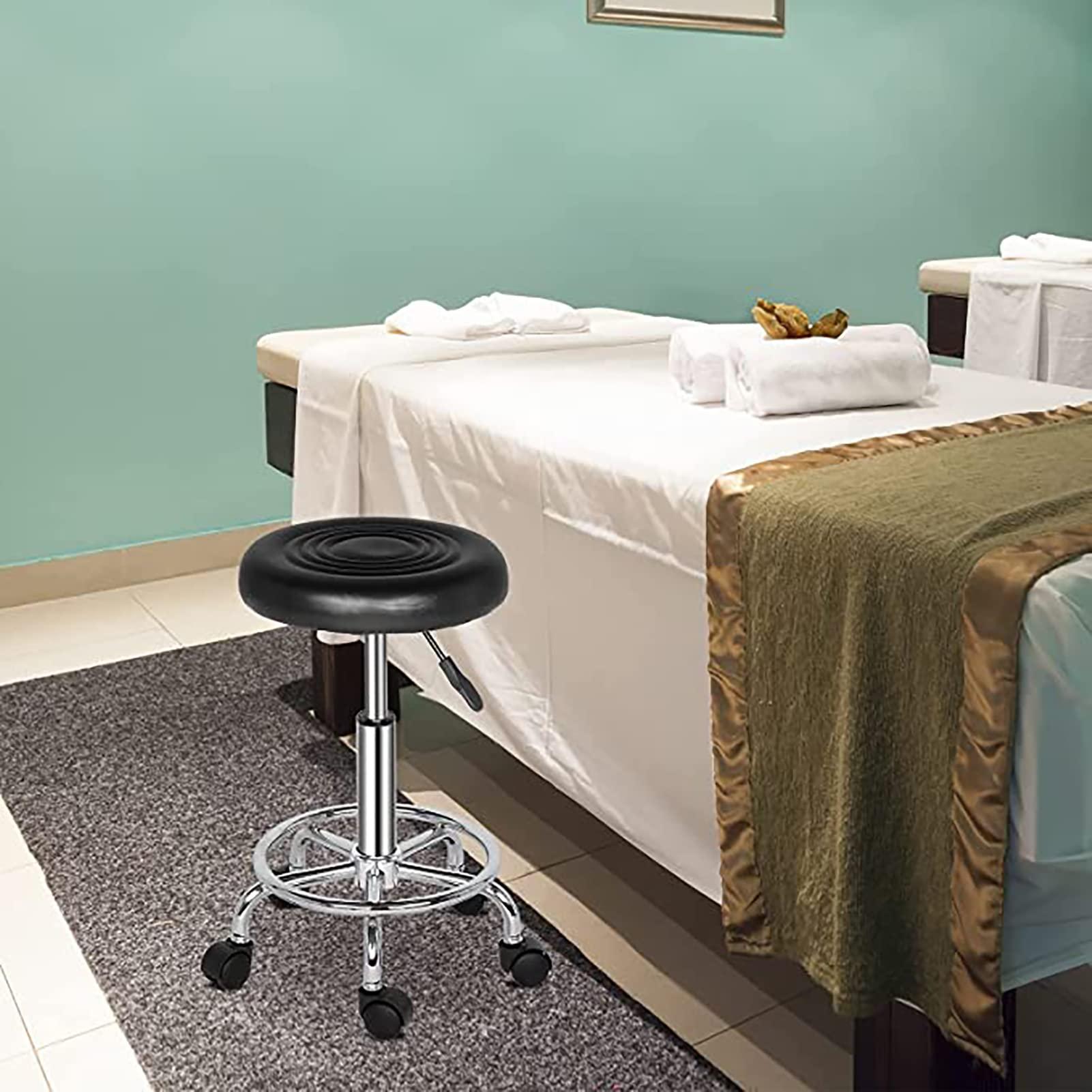 PTHTBL Adjustable Salon Stool with Roller Style Wheels Hydraulic Swivel Rolling Stool Large Seat Heavy Duty for Salon Office Home Use,C