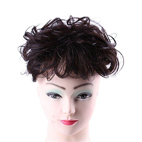 RemeeHi Fluffy Wavy Hair Top Piece 15CM Clip In Human Hair Topper Seamless Replacement Closure Toupee for Thin Hair Light Brown
