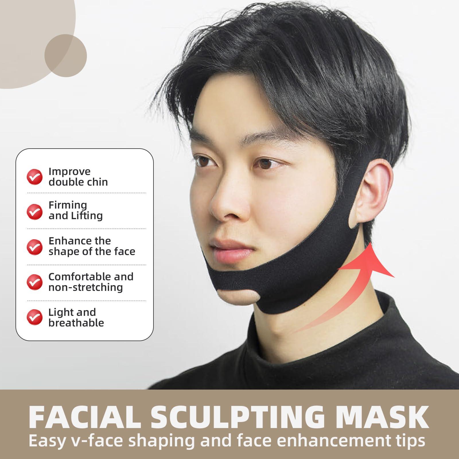 38 int\'l Trading Co. Ltd. V-Line Lifting Mask - Double Chin Reducer and Face Shaper with High-Elastic Fit, Reusable Chin Strap and Depuffing Tape for Skin Tightening, Sagging Skin Relief and Slimming for Men and Women