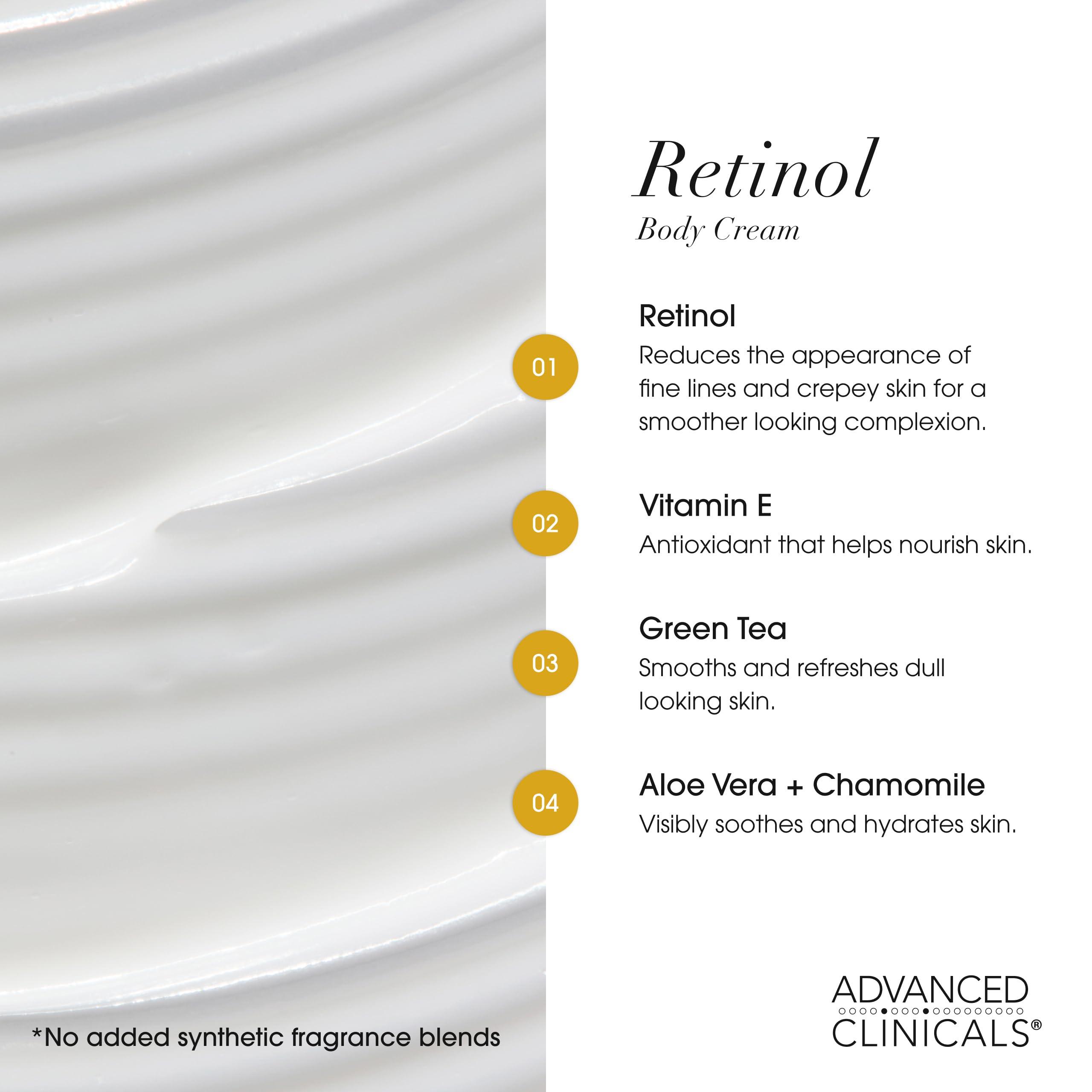 Advanced Clinicals Advanced Clinicals Retinol Body Cream + Encapsulated Retinol Face Cream Anti Aging Moisturizer Lotion 2PC Set For Diminishing Appearance Of Wrinkles, Fine Lines, Crepey Skin, & Age Spots, 2-Piece Set