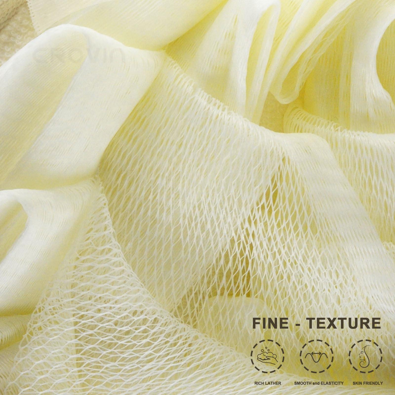 CROVIN CROVIN Shower Puffs and Premium Exfoliating Facial Loofah for Men and Women-Elastic Hand Strap Body Brush to Soothe, Cleanse Your Skin