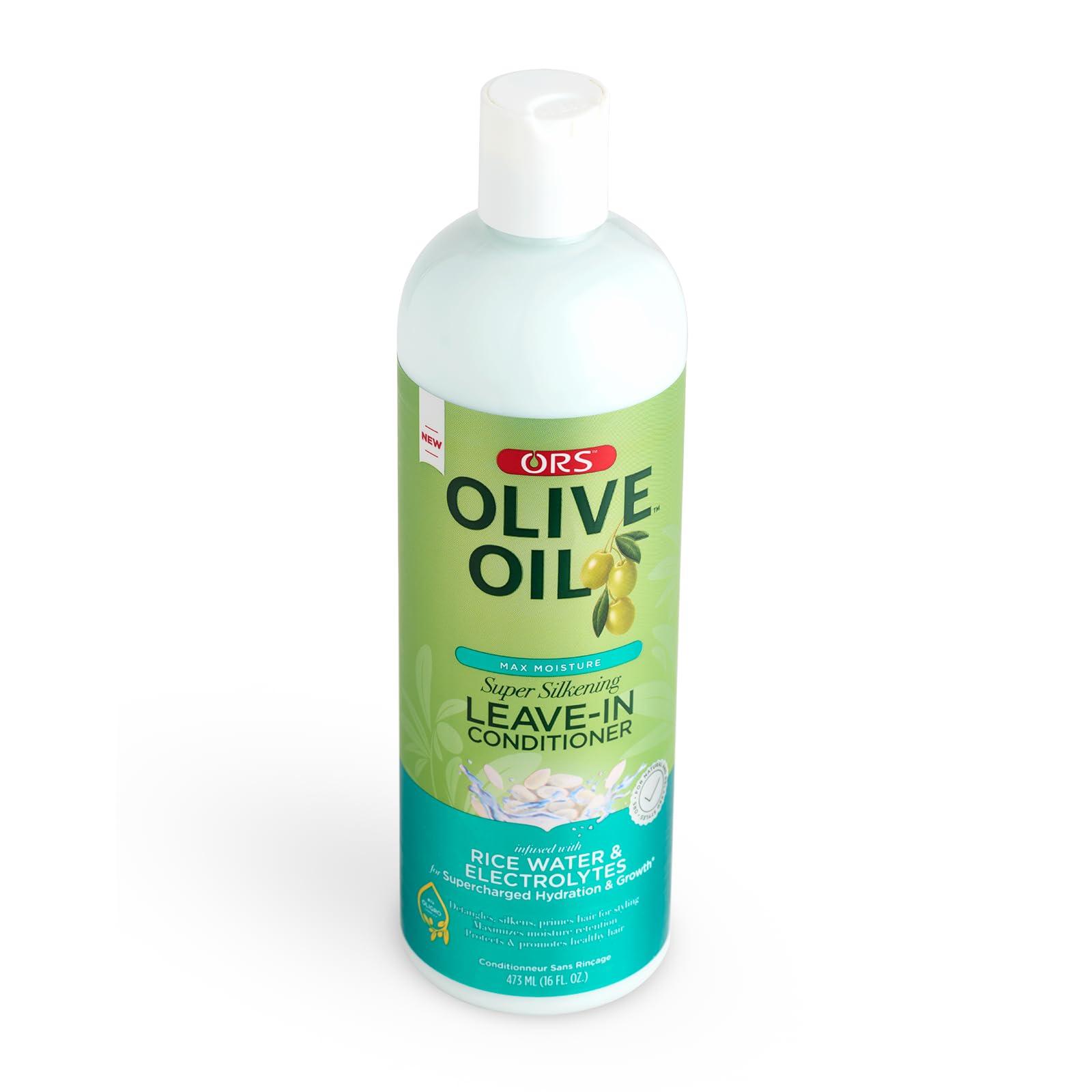 ORS ORS Olive Oil Strengthen & Nourish Replenishing Conditioner - ORS Olive Oil Max Moisture Leave-In Conditioner with Rice Water and Electrolytes for Supercharged Hair Hydration - Bundle