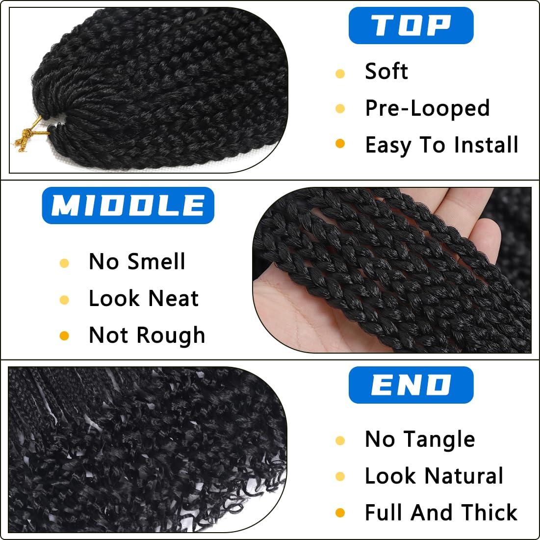 DDvation 24 Inch Crochet Box Braids Hair with Curly Ends Pre looped Goddess Box Braids Crochet Hair Box Braids Braiding Hair Crochet Braids Hair for Women(24 inch,1B)