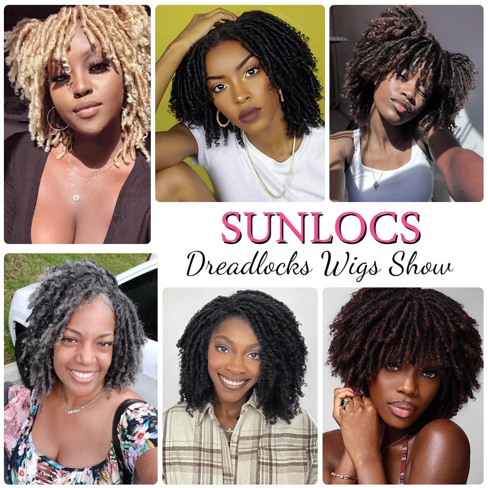 SUN LOCS SUN LOCS 6 Inch Short Dreadlocks Wigs for Black Women and Man with Clips In Synthetic Faux Locs Braided Wigs Afro Twists Dreadlocks Full Hair Replacement Wigs (1B/30#)