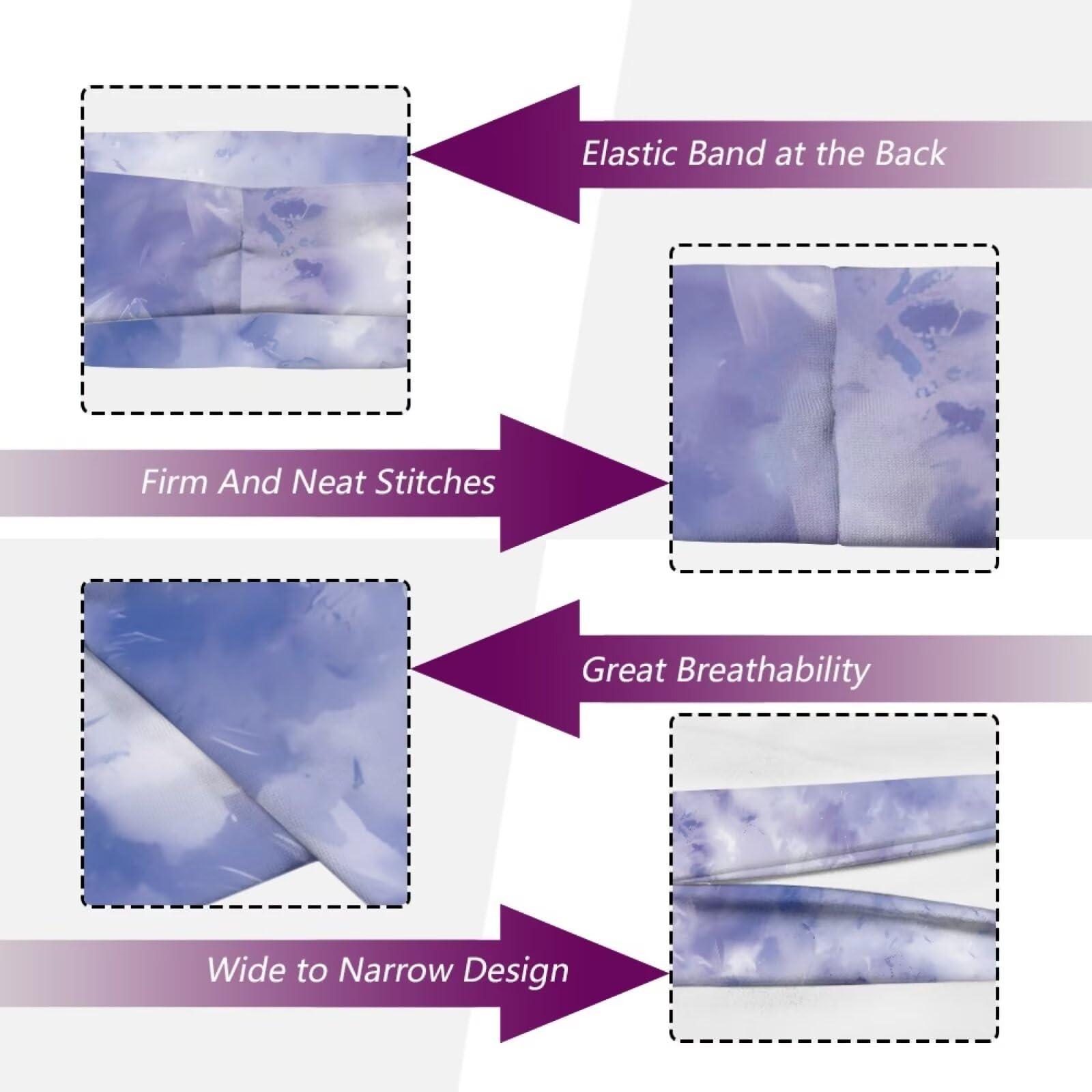 NDISTIN NDISTIN Turban Hat Sweatbands Breathable Head Band Scarf Hard Hat Non Slip Women Sweatband, Purple Tie Dye