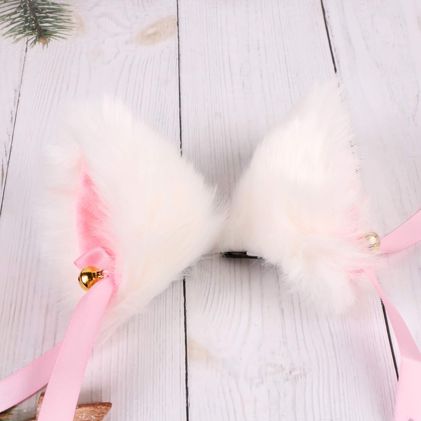 EVERMARKET EVERMARKET Faux Furry Cat Ears Hair Clip with Bell,Anime Cosplay Fancy Headband