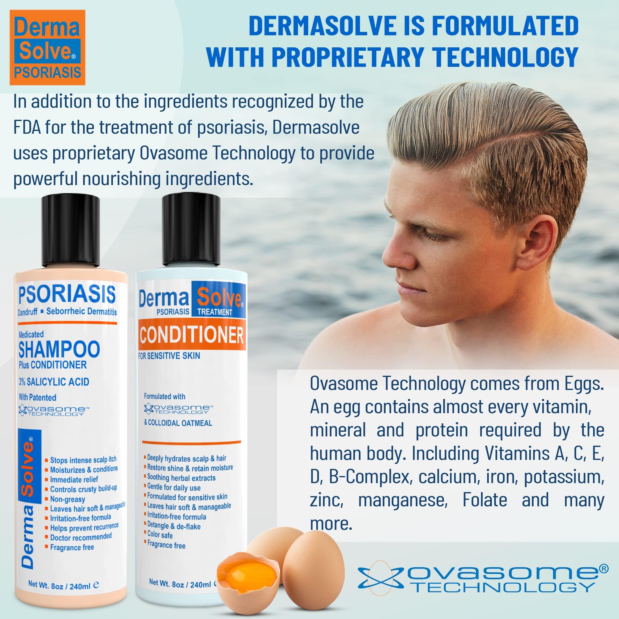 Dermasolve DermaSolve Scalp Psoriasis & Dandruff free Medicated Shampoo with Conditioner, Ultimate Seborrheic Dermatitis Treatment for Itchy, Flakey Scalp, Soothing & Moisturizing Relief