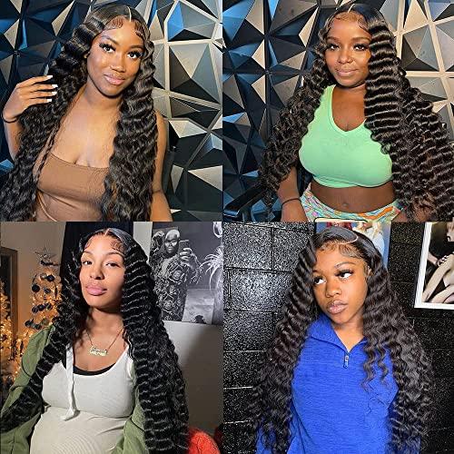 suerkeep Loose Deep Wave Human Hair Bundles and Closure Loose Wave Bundles With Lace Closure Big Deep Curly Wave Human Hair Bundles With Lace Closure Deep Loose Wave Bundles With Closure Loose Deep Wave With Closure 3 Bundles With 4X4 Lace Closure(16 18 20+14