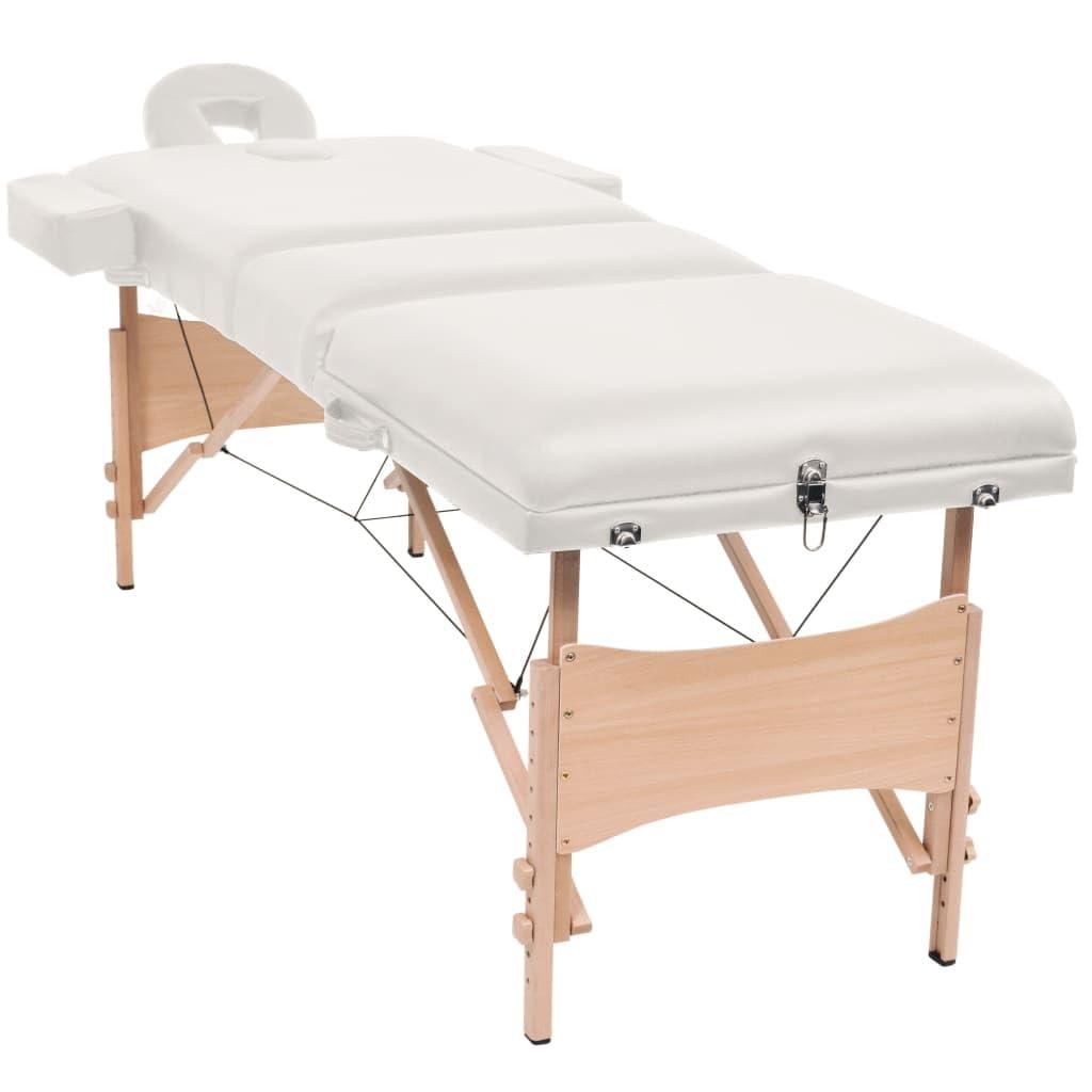 vidaXL vidaXL Table de Massage Pliable Tabouret Blanc Lit de Massage Chaise Massage